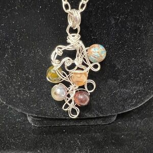 Wire Wrapped Jasper, W/ 18 Gage Non Tarnishing Wire, On A Stainless Steel Chain